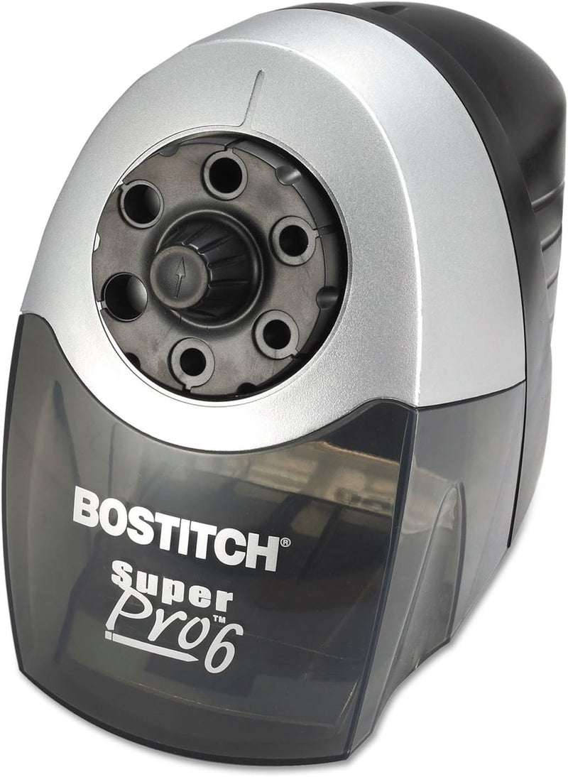 Bostitch Office SuperPro6 Electric Pencil Sharpener, Heavy Duty Commercial with 6 Holes and Industrial Motor, Grey - Image 2