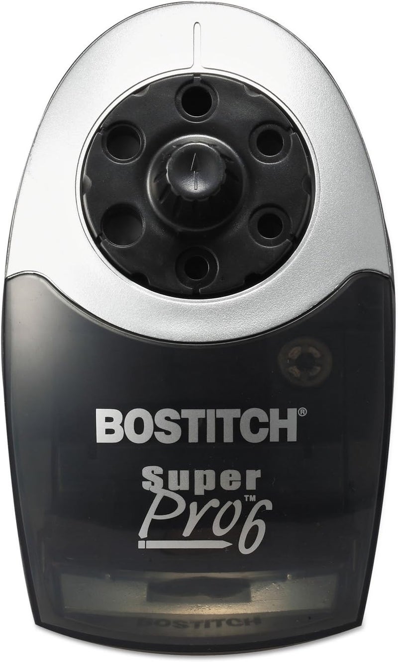 Bostitch Office SuperPro6 Electric Pencil Sharpener, Heavy Duty Commercial with 6 Holes and Industrial Motor, Grey - Image 3