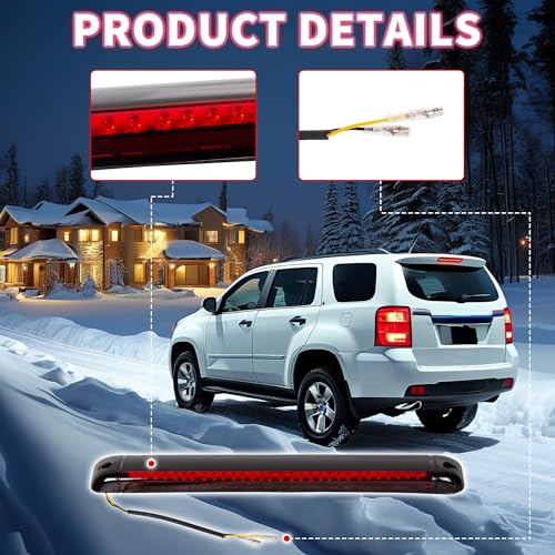 KUAFU Rear LED Third 3RD Brake Light Compatible with 1992-2009 Chevy Chevrolet Blazer Tahoe Suburban 1500 2500 GMC Jimmy Yukon Hummer H2 Oldsmobile Bravada High Mount Stop Lamp Red Lens - Image 4