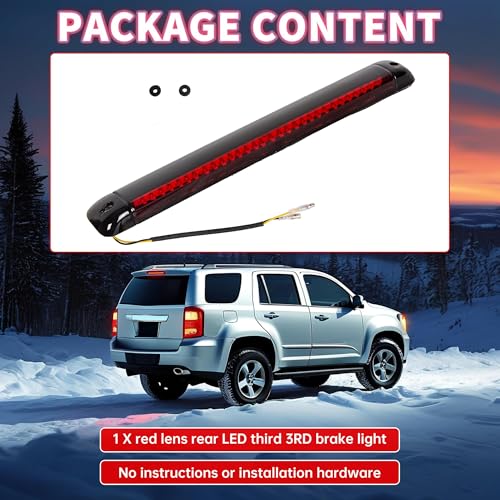 KUAFU Rear LED Third 3RD Brake Light Compatible with 1992-2009 Chevy Chevrolet Blazer Tahoe Suburban 1500 2500 GMC Jimmy Yukon Hummer H2 Oldsmobile Bravada High Mount Stop Lamp Red Lens - Image 5