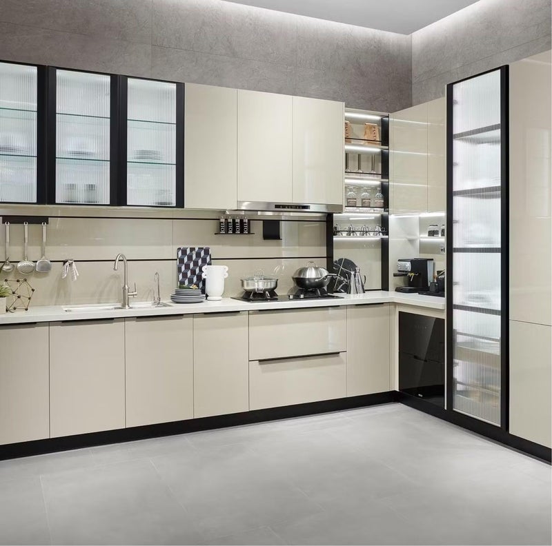 ERATO Glossy Wallpaper Peel & Stick Vinyl Contact Paper Self Adhesive Wallpaper for Kitchen Cabinets Furniture Countertop Removable Waterproof Wallpaper (Beige Glossy, 2 Feet x 4 Feet) - Image 2