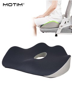 Motim Memory Foam Seat Cushion Pad for Lower Back, Orthopedic Chair Cushion, Spine Support and Coccyx Pain Relief Pressure Relief for Car Seat, Office Chair, Airplane  - Image 1