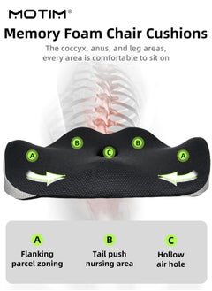 Motim Memory Foam Seat Cushion Pad for Lower Back, Orthopedic Chair Cushion, Spine Support and Coccyx Pain Relief Pressure Relief for Car Seat, Office Chair, Airplane  - Image 3