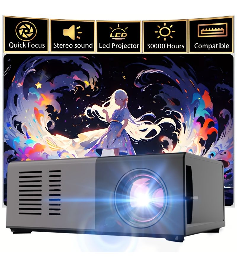 Black Gray Portable HD Projector 1080P Support Local Resolution 320x240 Indoor Office Movie Projection Compact Design - Image 3