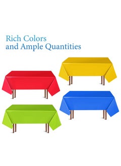 Remagr 6 Pcs Kids Birthday Party Plastic Tablecloth Set Cartoon Story Tablecloth 54 X 108'' Tablecloth Solid Rectangular Table Cover Colorful Plastic Table Cloth (Cow Print, Cloud, Solid)  - Image 4