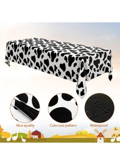 Remagr 6 Pcs Kids Birthday Party Plastic Tablecloth Set Cartoon Story Tablecloth 54 X 108'' Tablecloth Solid Rectangular Table Cover Colorful Plastic Table Cloth (Cow Print, Cloud, Solid)  - Image 3