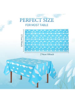 Remagr 6 Pcs Kids Birthday Party Plastic Tablecloth Set Cartoon Story Tablecloth 54 X 108'' Tablecloth Solid Rectangular Table Cover Colorful Plastic Table Cloth (Cow Print, Cloud, Solid)  - Image 2