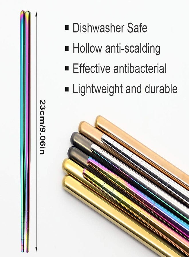 MUYOS Stainless Steel Chopsticks Reusable Multicolor Lightweight 304 Metal Chopsticks Dishwasher Safe - 5 Pairs (Multi) - Image 4