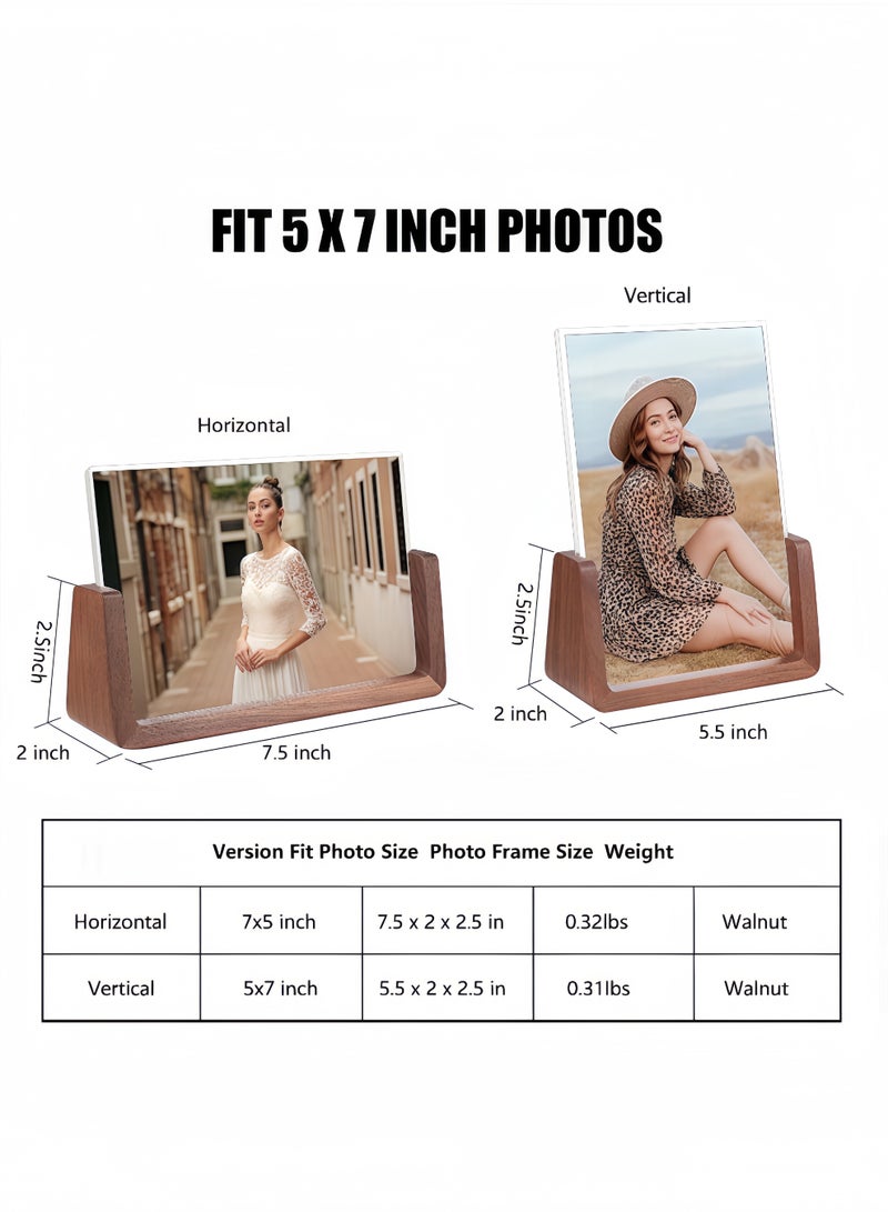 Peachjoy 2 Pcs Wooden Picture Frame, Photo Frame with Solid Wood Base and High Definition Acrylic Glass Cover 5x7 Inch Horizontal and Vertical Photo Frame for Table Top Display Home Decor  - Image 3