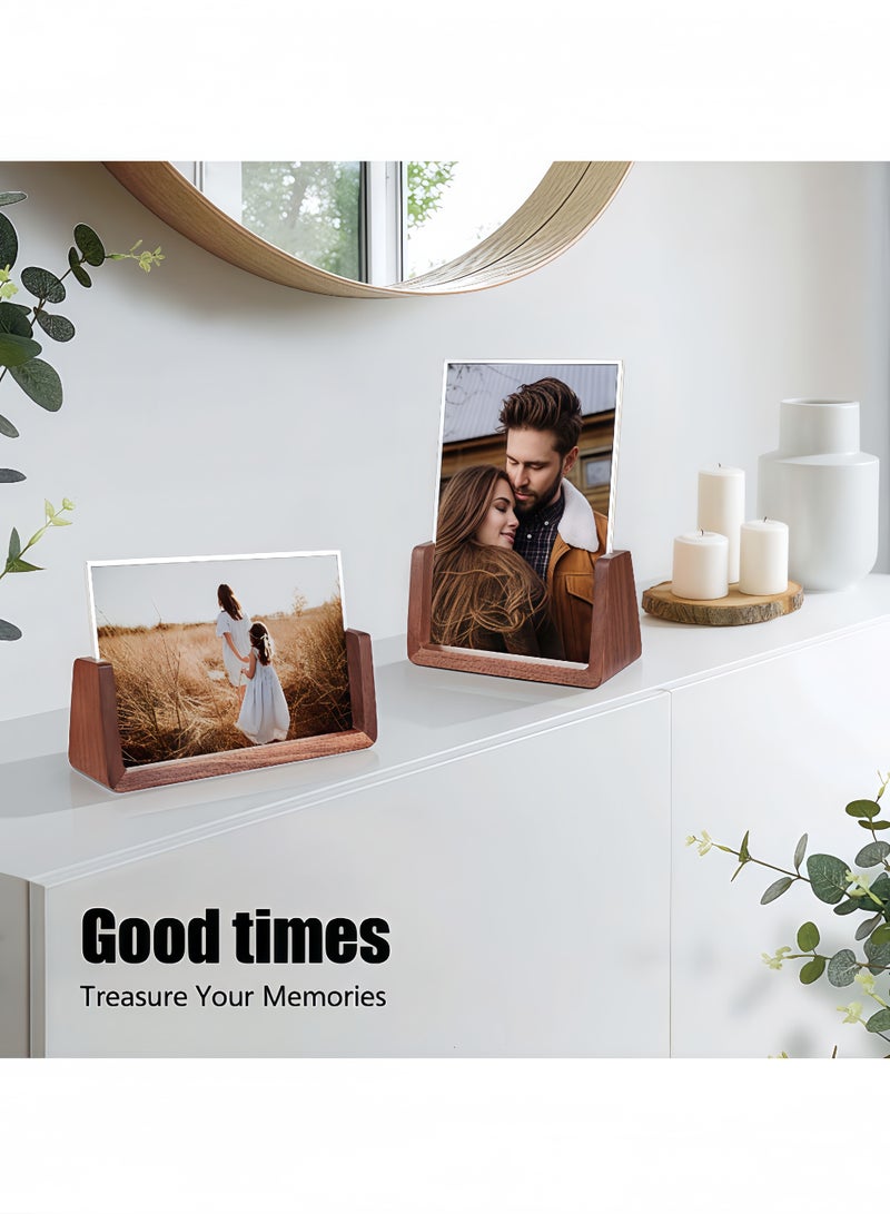 Peachjoy 2 Pcs Wooden Picture Frame, Photo Frame with Solid Wood Base and High Definition Acrylic Glass Cover 5x7 Inch Horizontal and Vertical Photo Frame for Table Top Display Home Decor  - Image 5