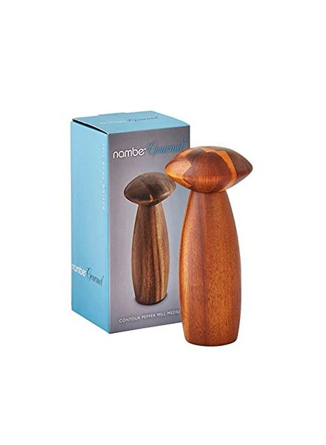 Nambe Gourmet Collection Contour Pepper Mill Measures At 3" X 3.5" X 7" Made With Acacia Wood And Ceramic Mechanism Designed By Lou Henry - Image 3