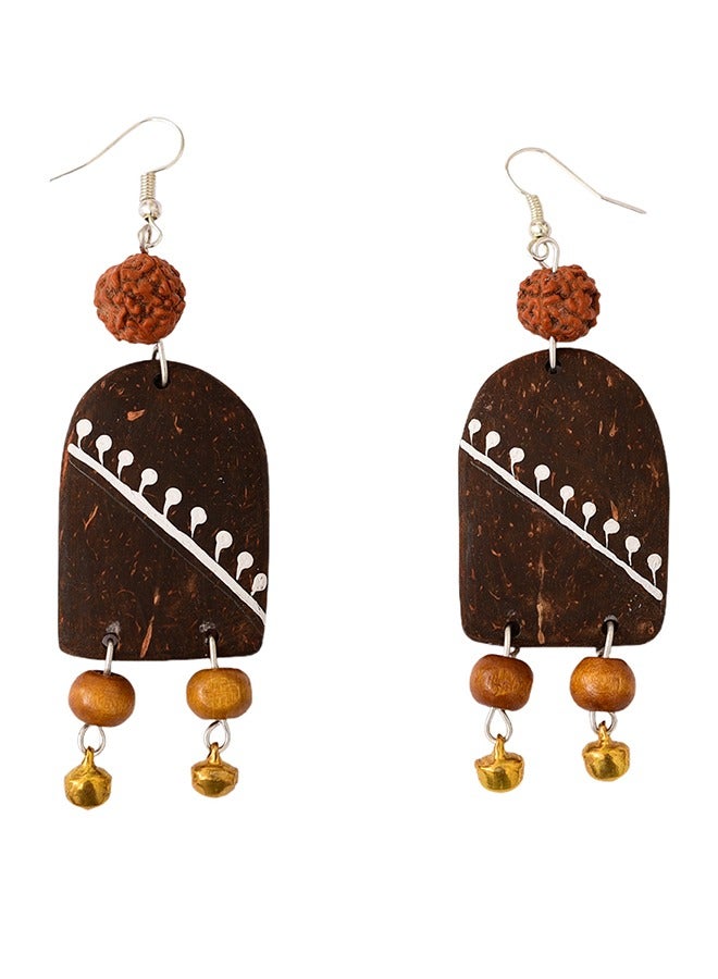 N & H Eco-friendly Handmade Jewellery Coconut Wooden Earrings Lightweight Hoopwire Earrings Bohemian Pendant Dangle Earrings Set - Image 1