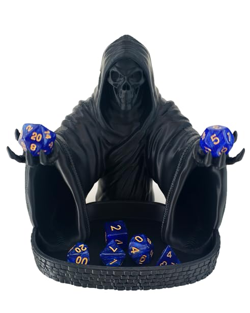 MunnyGrubbers Grim Reaper Dice Tower Original Design Random 7PCS D20 Dice Set Included Tabletop Roleplaying Game Dice Roller Dungeons and Dragons DND DD Black - Image 1