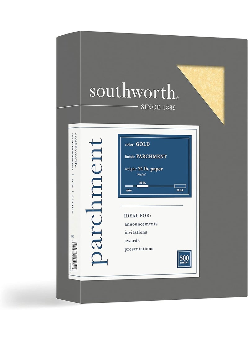 Southworth Southworth Parchment Specialty Paper, 8.5” x 11”, 24 lb/90 GSM, Gold, 500 Sheets - Packaging May Vary (994C)  - Image 3