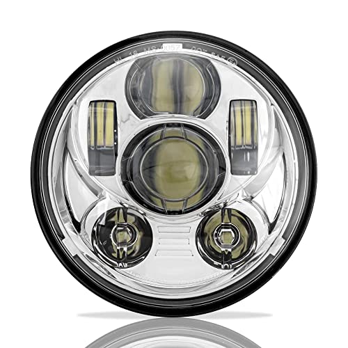 SUNPIE 5-3/4 5.75 inch Silver Aluminum Metal Head light Compatible with H_arley Motorcycles XL883/XL1200 Glide Deuce Street 500/Street 750 - Image 1
