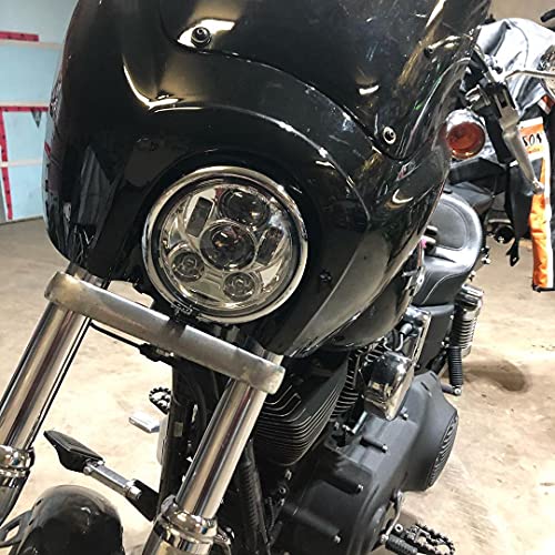 SUNPIE 5-3/4 5.75 inch Silver Aluminum Metal Head light Compatible with H_arley Motorcycles XL883/XL1200 Glide Deuce Street 500/Street 750 - Image 2