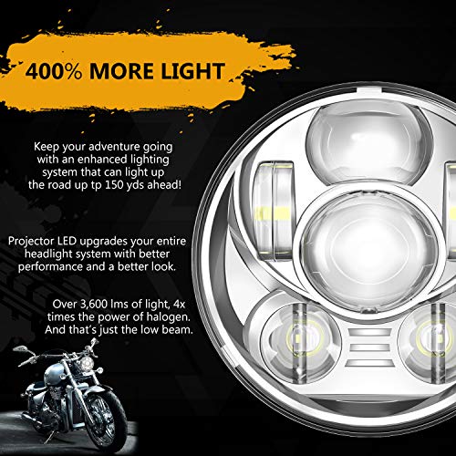 SUNPIE 5-3/4 5.75 inch Silver Aluminum Metal Head light Compatible with H_arley Motorcycles XL883/XL1200 Glide Deuce Street 500/Street 750 - Image 4