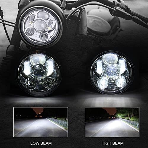 SUNPIE 5-3/4 5.75 inch Silver Aluminum Metal Head light Compatible with H_arley Motorcycles XL883/XL1200 Glide Deuce Street 500/Street 750 - Image 3