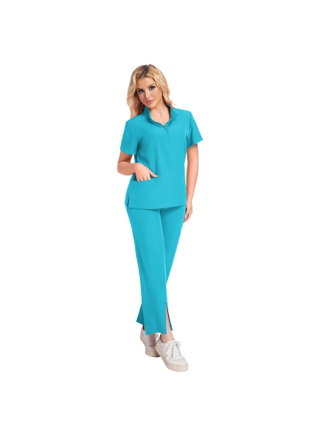 Loquat Womens Medical Scrubs Set Medical Uniform Set turquoise - Image 1