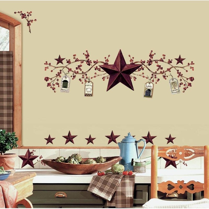 RoomMates RMK1276SCS Country Stars and Berries Peel and Stick Wall Decals - Image 1