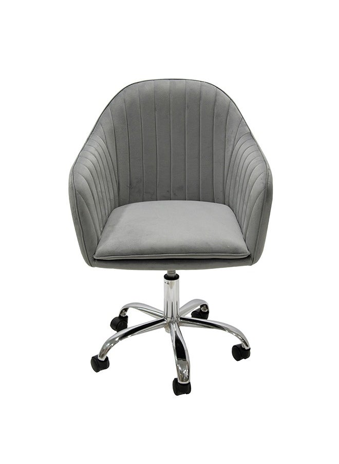 VANITY LIVING VANITY LIVING Office Chair for Home, Grey Velvet Height Adjustable Swivel Chair with Armrests and Back Support for Reception Home Office Furniture (Grey)  - Image 1