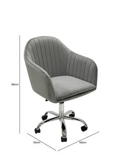 VANITY LIVING VANITY LIVING Office Chair for Home, Grey Velvet Height Adjustable Swivel Chair with Armrests and Back Support for Reception Home Office Furniture (Grey)  - Image 2