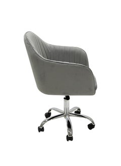 VANITY LIVING VANITY LIVING Office Chair for Home, Grey Velvet Height Adjustable Swivel Chair with Armrests and Back Support for Reception Home Office Furniture (Grey)  - Image 3