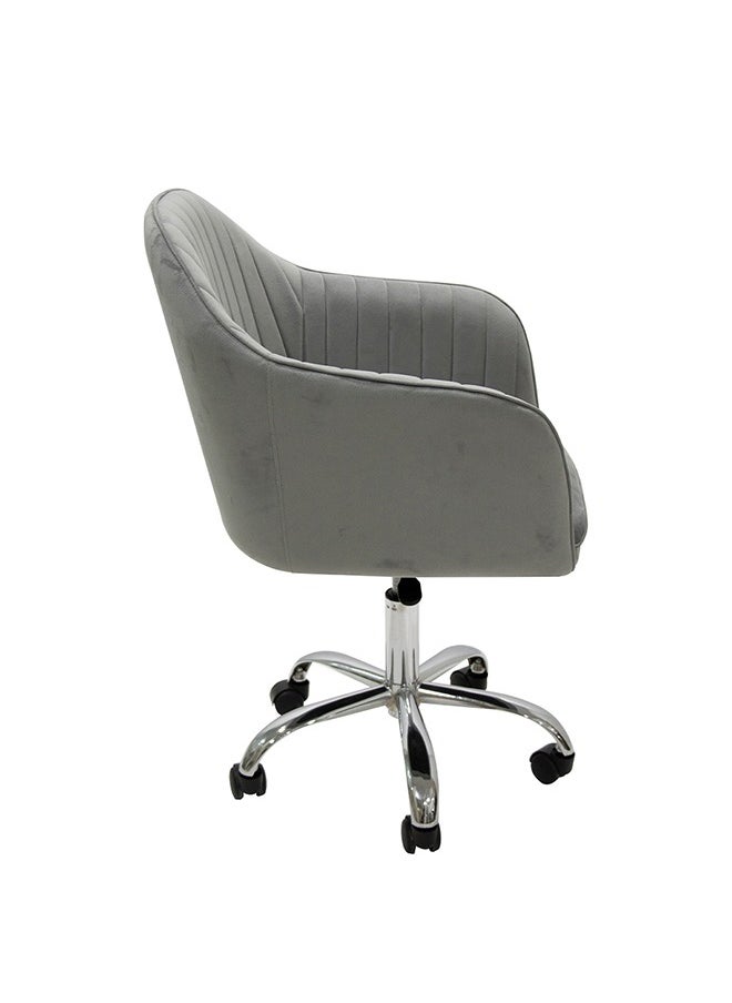 VANITY LIVING VANITY LIVING Office Chair for Home, Grey Velvet Height Adjustable Swivel Chair with Armrests and Back Support for Reception Home Office Furniture (Grey)  - Image 3