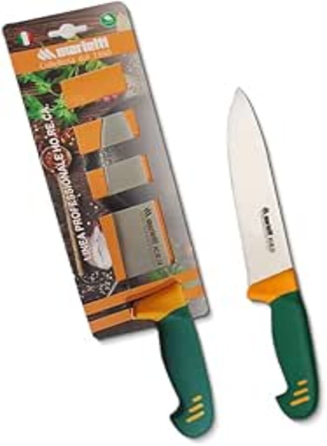 Mariette Professional Chef Knife – 8 Inch Stainless Steel Kitchen Knife with Ergonomic Non-Slip Green Handle, Sharp Blade for Meat, Vegetables & Multipurpose Cooking