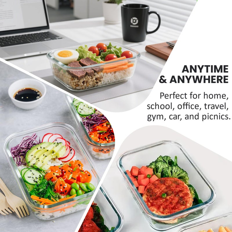 HOTEC 35OZ Glass Food Storage Container, Airtight Glass Lunch Fruit Containers with Lids - Microwave, Oven, Freezer and Dishwasher Safe, 4-PACK - Image 5