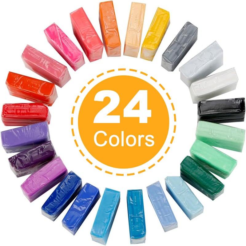 CiaraQ 24 Colors Small Block Polymer Clay Starter kit, Oven Bake Clay, CPSC Conformed Non-Toxic Molding DIY Clay, Great for Kids, Beginners - Image 1