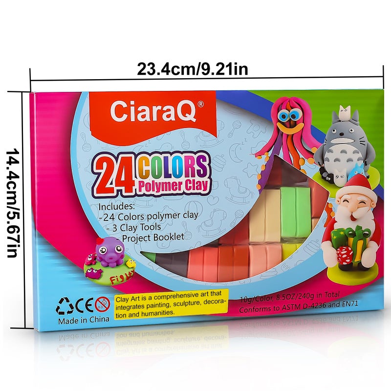 CiaraQ 24 Colors Small Block Polymer Clay Starter kit, Oven Bake Clay, CPSC Conformed Non-Toxic Molding DIY Clay, Great for Kids, Beginners - Image 4