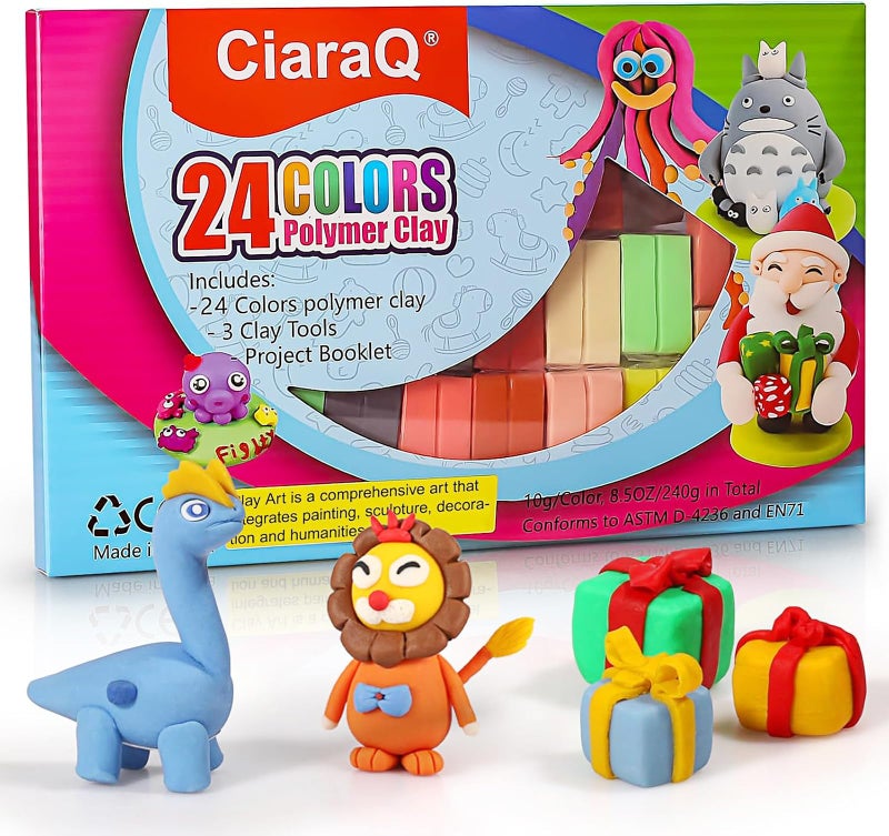 CiaraQ 24 Colors Small Block Polymer Clay Starter kit, Oven Bake Clay, CPSC Conformed Non-Toxic Molding DIY Clay, Great for Kids, Beginners - Image 2
