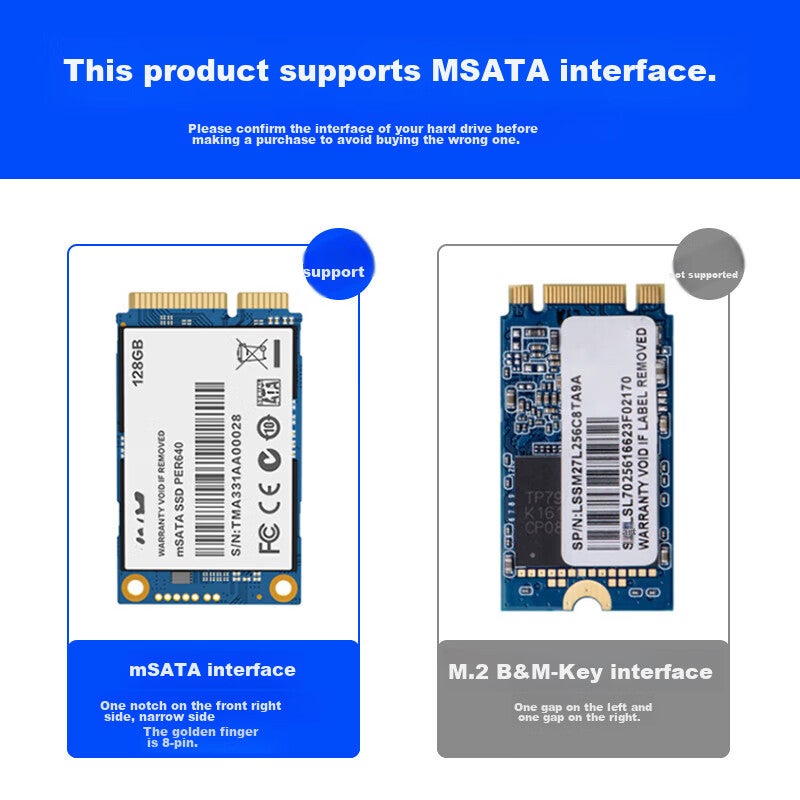 JD Jing Zao حافظة SSD شفافة من ORICO، تحويل mSATA إلى واجهة Type-C لحافظة القرص الصلب، مناسبة لأقراص SSD المحمولة، حافظة خارجية صغيرة - TC10 - Image 1