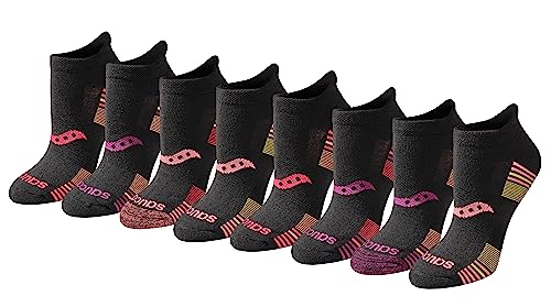 Saucony Women's RunDry Performance 8, 16 Pairs Heel Tab Athletic Socks, S-L, Black Rose Assorted (8 Pairs), Medium - Image 1
