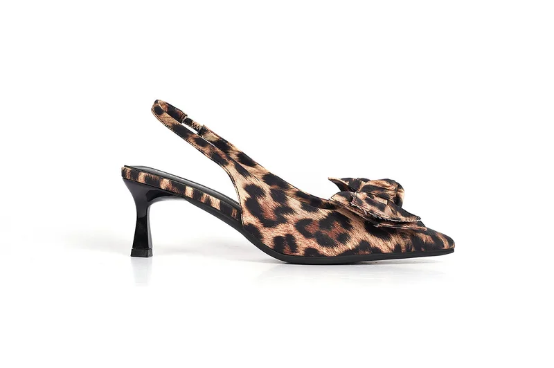 Ladies slingback leapard print mules