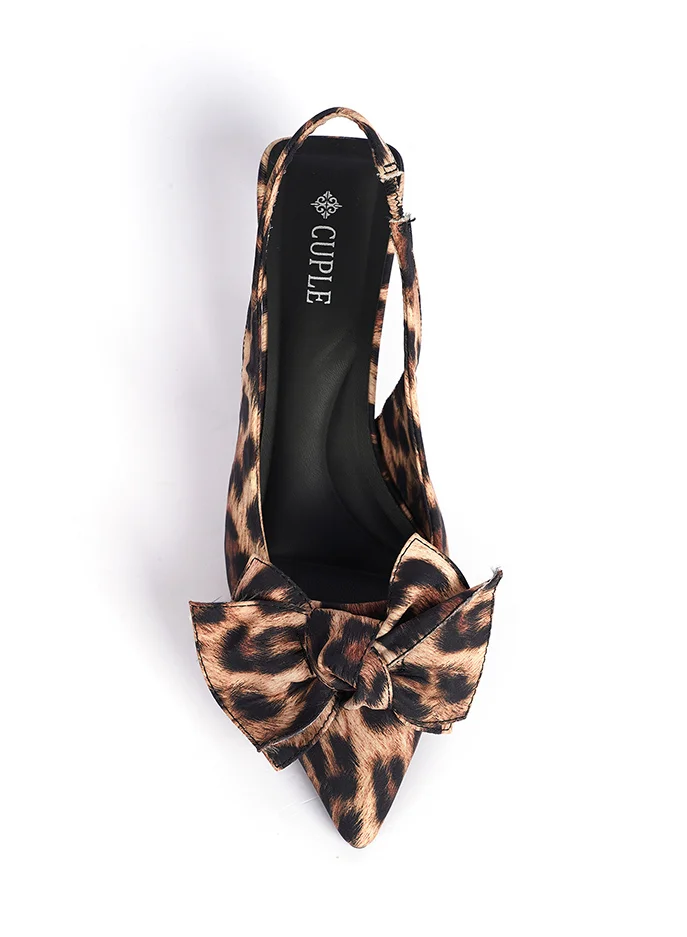 Cuple Ladies slingback leapard print mules