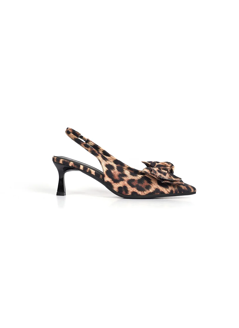 كيوبل Ladies slingback leapard print mules