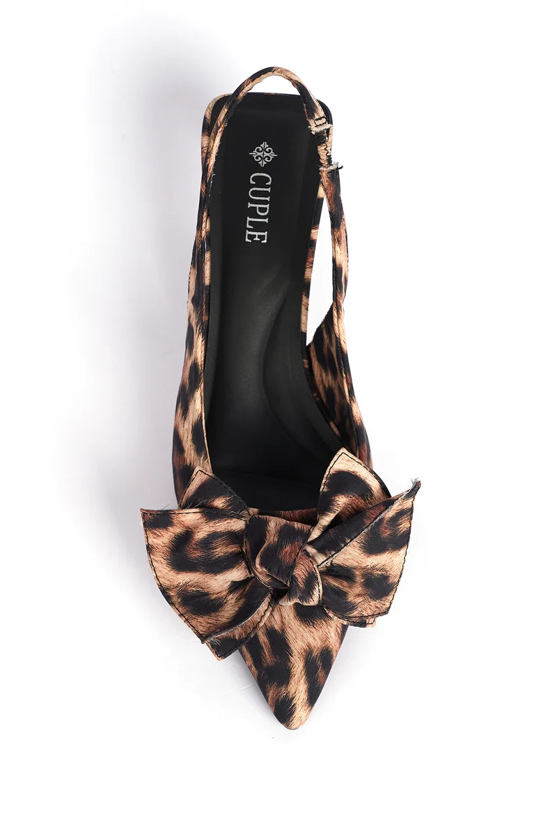 Cuple Ladies slingback leapard print mules