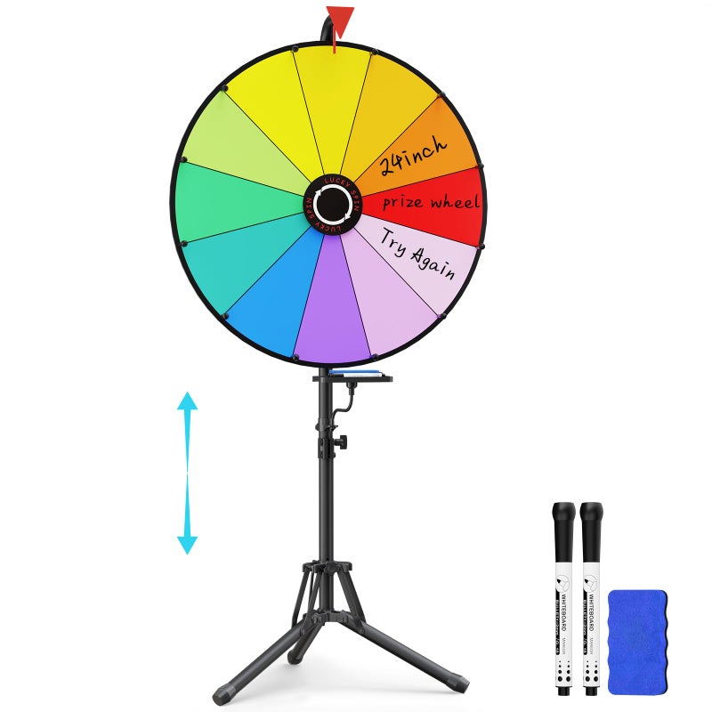 KOOV 24 Inch Prize Wheel Adjustable 5561 Height Spinning Wheel for Prizes Storable Wheel Spinner with Stand Roulette Wheel for Party Games Carnival Business Events Classroom Activities - Image 3