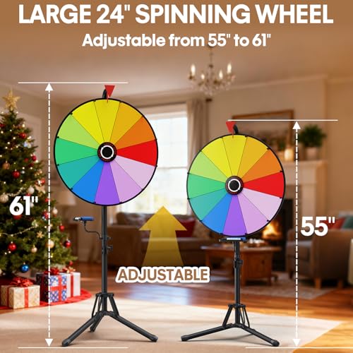 KOOV 24 Inch Prize Wheel Adjustable 5561 Height Spinning Wheel for Prizes Storable Wheel Spinner with Stand Roulette Wheel for Party Games Carnival Business Events Classroom Activities - Image 5