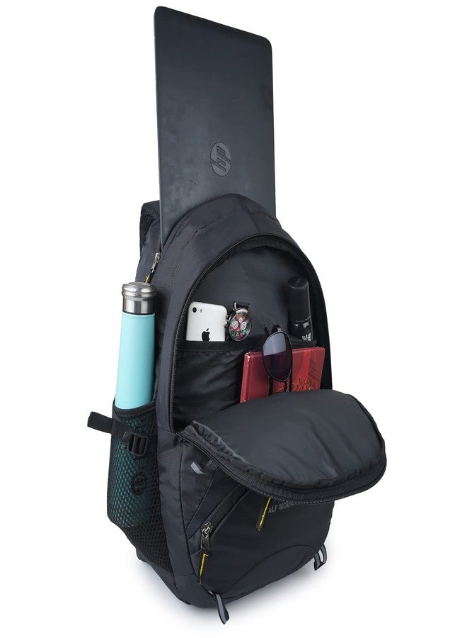 Half Moon Essence 35L Water Resistant 17.3" Laptop Backpack For Men & Women|Office Bag With Padded Laptop Compartment|Multiple Pockets & Rain Cover (Black) - Image 4