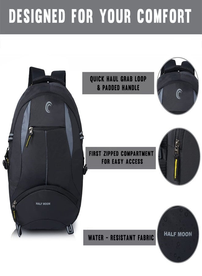 Half Moon Essence 35L Water Resistant 17.3" Laptop Backpack For Men & Women|Office Bag With Padded Laptop Compartment|Multiple Pockets & Rain Cover (Black) - Image 2