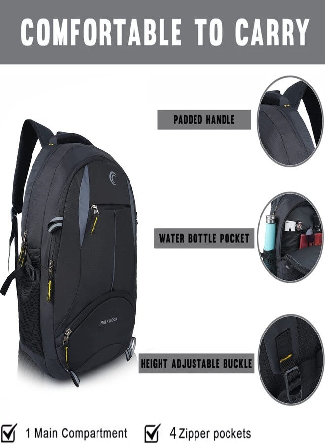 Half Moon Essence 35L Water Resistant 17.3" Laptop Backpack For Men & Women|Office Bag With Padded Laptop Compartment|Multiple Pockets & Rain Cover (Black) - Image 3