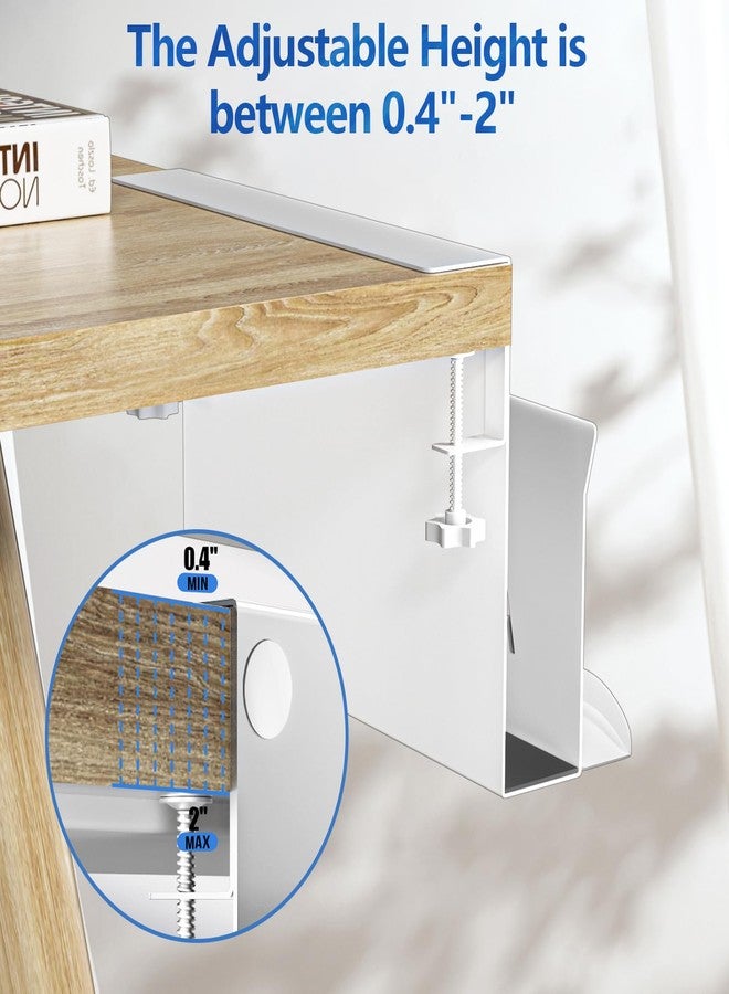 Litwaro Desk Side Storage, Laptop Holder for Standing Desk Accessories, Hanging Desk Organizer with Magnetic Pen Holder, Under Desk Storage for Office - White - Image 2