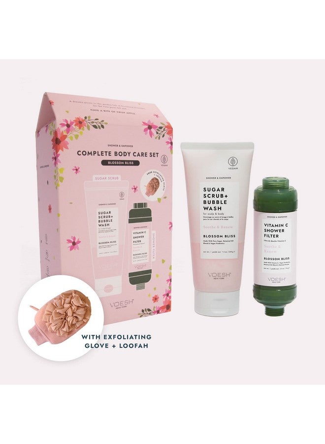 Voesh Shower & Empower Complete Body Care Set Vitamin C Shower Filter Exfoliating Loofah Body Wash Shower Care Set Selfcare Kit Vegan Skincare - Image 3