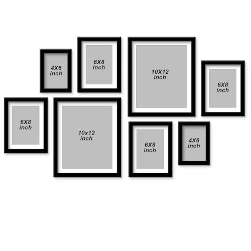 Stuthi Arts Photo Frame Set of 8 Picture Frames for Wall Hanging Black (10x12-2 pcs,6x8-4 pcs, 4x6-2 pcs) | Photo Collage Photo Frame Wood Wall Mount Gift For Best Friend Boy & Girl | Customized Wall Hanging Photo Frame, | Picture Frame For Gift | Wooden Photo Frame (Black) - Image 3
