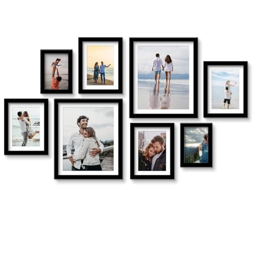 Stuthi Arts Photo Frame Set of 8 Picture Frames for Wall Hanging Black (10x12-2 pcs,6x8-4 pcs, 4x6-2 pcs) | Photo Collage Photo Frame Wood Wall Mount Gift For Best Friend Boy & Girl | Customized Wall Hanging Photo Frame, | Picture Frame For Gift | Wooden Photo Frame (Black) - Image 2