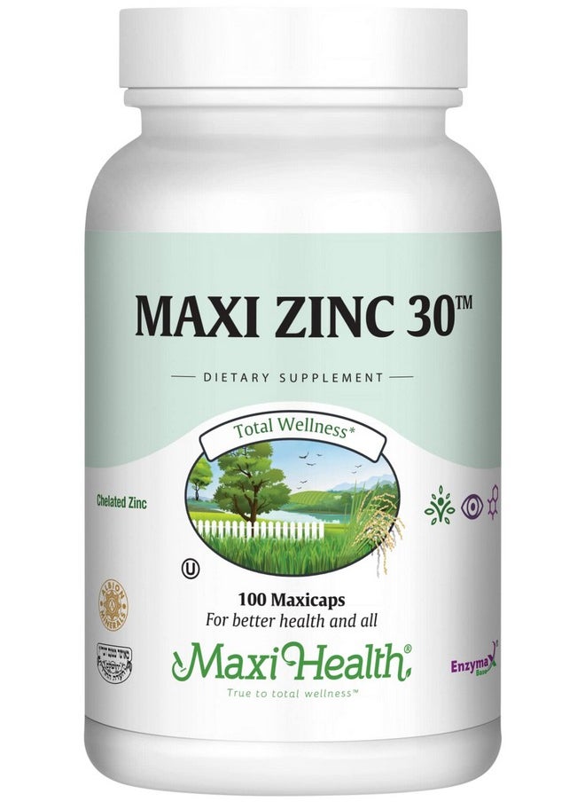 Maxi Health Zinc 30 Zinc Vitamin With Enzymax For Enhanced Absorption Highest Potency Immune Support Glycinate Chelated Zinc Supplements For Adults Zink Vitaminas Kosher Made In Usa 100 Count Capsules  - Image 2