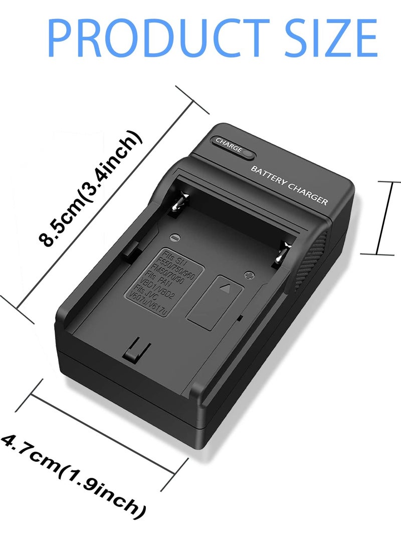 آأزورب - شاحن بطارية كاميرا NP-F550/ NP-F750 مع كابل USB متوافق مع شاحن بطارية NP-F550 F570 F570 F750 F770 F960 F970 من سوني - Image 1